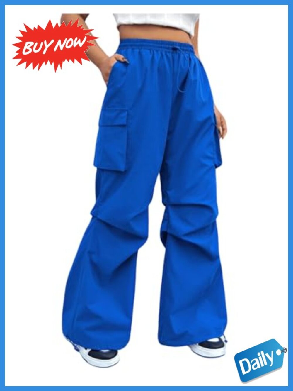 Plus Size Wide Leg Cargo Pants Drawstring High Waist Casual